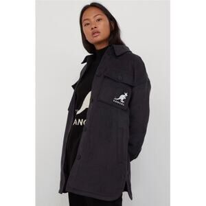 NWT KANGOL x H&M Oversized Shirt Jacket in Charcoal Gray | Size S